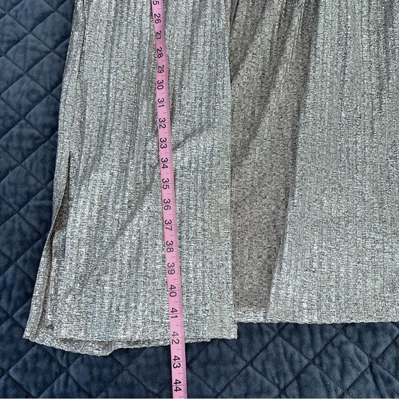 Lane Bryant Cardigan Women 22 24 Duster Tan Silver Metallic Open Front J - Picture 6 of 8